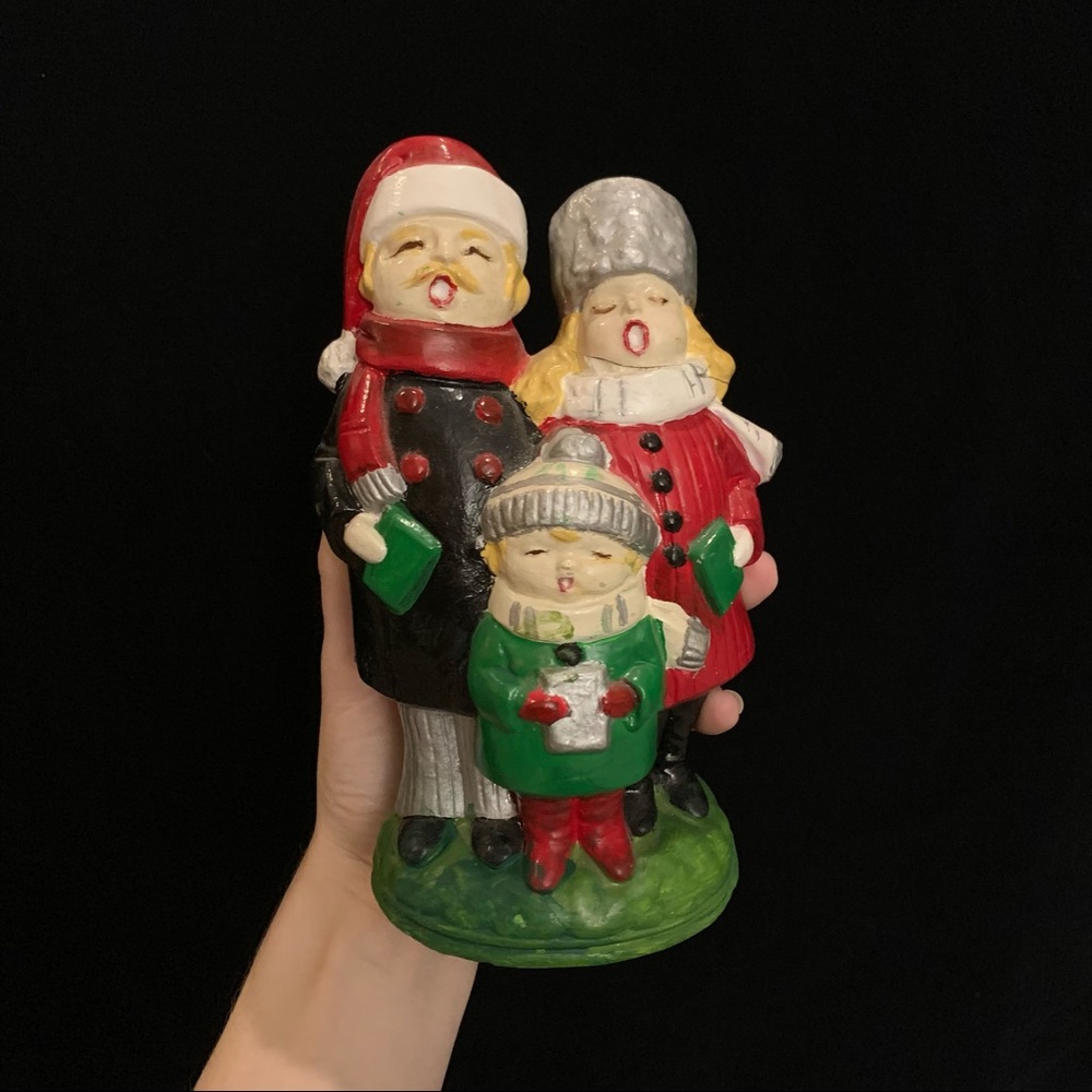 Vintage Christmas Caroling Family Ceramic Figurine Statue // REPAIRED/FLAWS